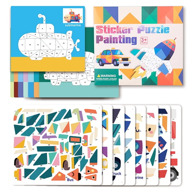 Juguetes de piscina, juguetes para bebés, juguetes para niños pequeños, rompecabezas de pegatinas para niños, dibujo de coche, rompecabezas de pegatinas para hacer uno mismo, juego de entrenamiento de