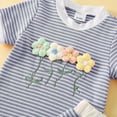 thumbnail image 3 of Sopiago Toddler Girl Summer Outfits Baby Girl Embroidered Flowers Short Sleeve T Shirts Shorts Set Cute Baby Clothes for Girls Light Blue,12-18 Months, 3 of 6