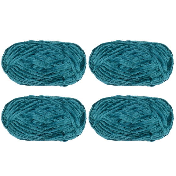 Uxcell 4pcs Velvet Yarn Soft Chenille Yarn 4x100g/14.1oz (347yds) Fluffy Yarn for Knitting Crochet Blanket Blue-Green
