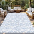 thumbnail image 2 of Blue Boho Floral Outdoor Rug 6x9 Ft - Reversible Patio Rug Outdoor Camping Rugs, Farmhouse Middle Century Flowers Washable Indoor Outdoor Area Rugs, Non-Slip Outdoor Carpet Runner for Deck/Porch, 2 of 8