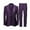 Purple, variant on Men's 3 Pcs Suit One Button Blazer Jacket Vest Pants Set Slim Fit Business Tuxedo Suit Color Purple Size L