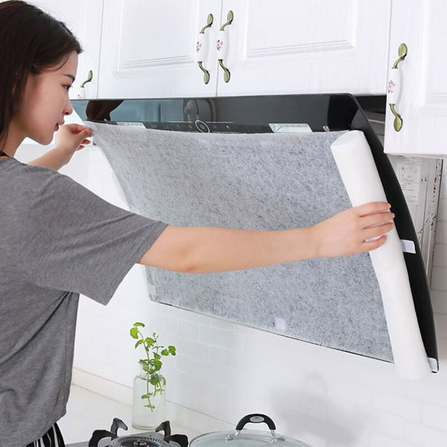 Baohd Oil Filter Paper Non-woven Grease Absorbing Paper Kitchen Oil Filter Paper Roll Replacement Kitchen Oil Hood Sticker, Small, 46cm x 5m