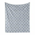 thumbnail image 1 of Antique Oriental Soft Flannel Fleece Throw Blanket, Folkloric Pattern of Flower and Leaf Motifs Damask Effects, Cozy Plush for Indoor and Outdoor Use, 70" x 90", Dark Blue and Off White, by Ambesonne, 1 of 6