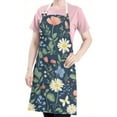 thumbnail image 5 of Pioneer Flower Floral Print Pattern Apron-Garden Aprons for Women with Pockets-Cotton Linen Waterproof Kitchen Cooking Gardening Aprons Adjustable for Kitchen,Cooking,BBQ and Salon 33x27 Inch, 5 of 7
