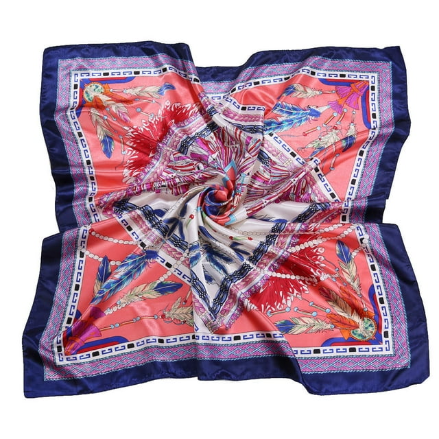 DPTALR Foulard Carré Imprimé de Plumes pour Femmes, Foulard Tour de Cou, Foulards pour la Tête et le Cou 90x90 cm