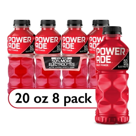 POWERADE Electrolyte Enhanced Fruit Punch Sport Drink, 20 fl oz, 8 Count Bottles