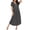 Dark Grey, variant on Ekouaer Nightgowns for Women Bamboo Viscose Long Night Gown Short Sleeve Moo Moos V Neck Sleep Shirts Pleated House Dress