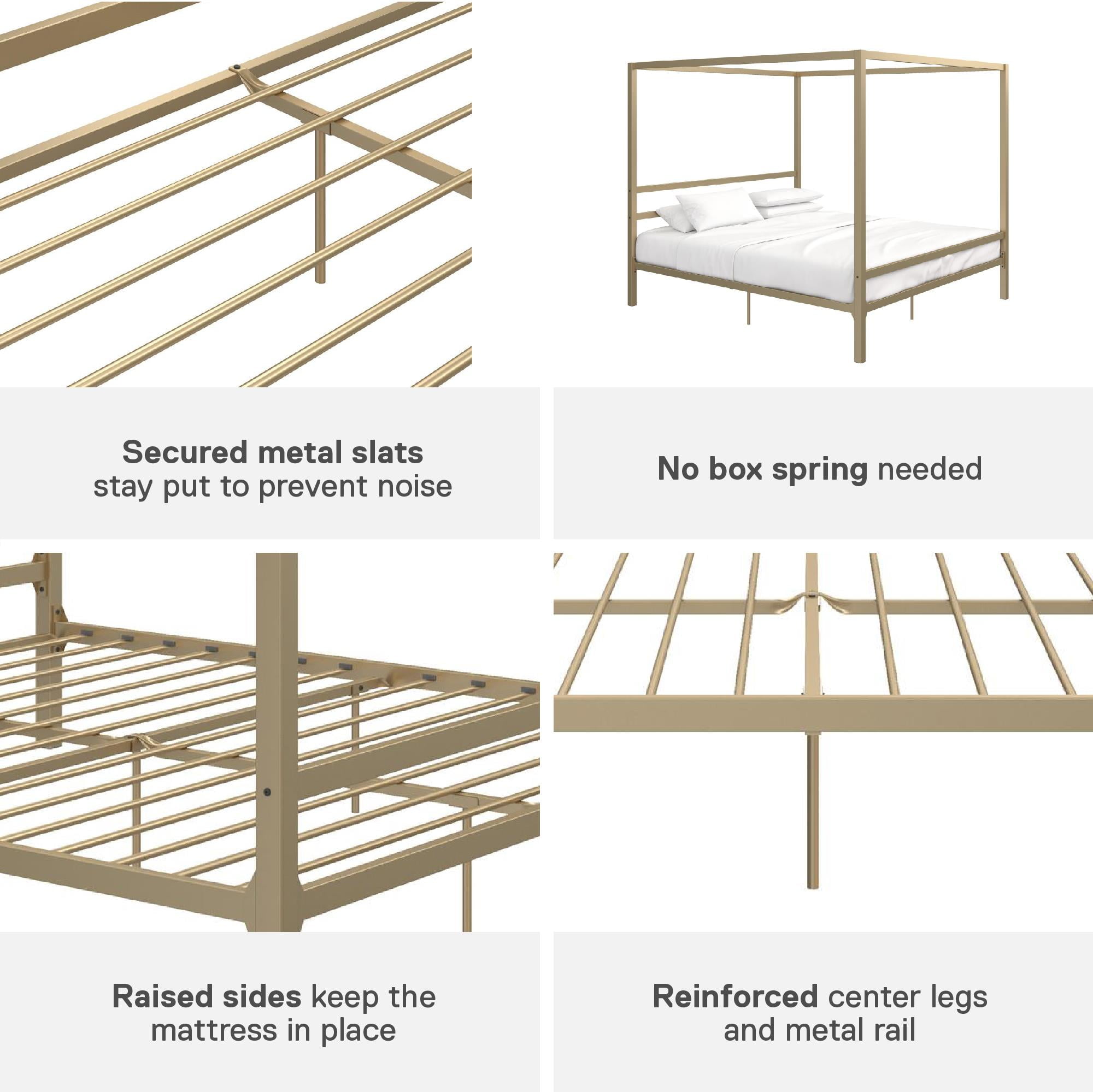 DHP Modern Canopy Gold Metal Bed, King