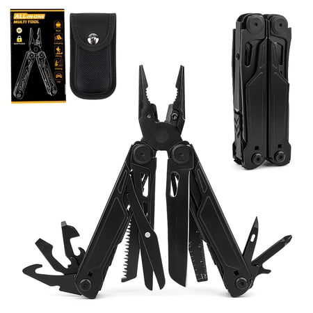 18-in-1 Stainless Steel Multi-Tool Black Pliers Knife Screwdriver Bottle Opener for Camping Survival Home Repair EDC