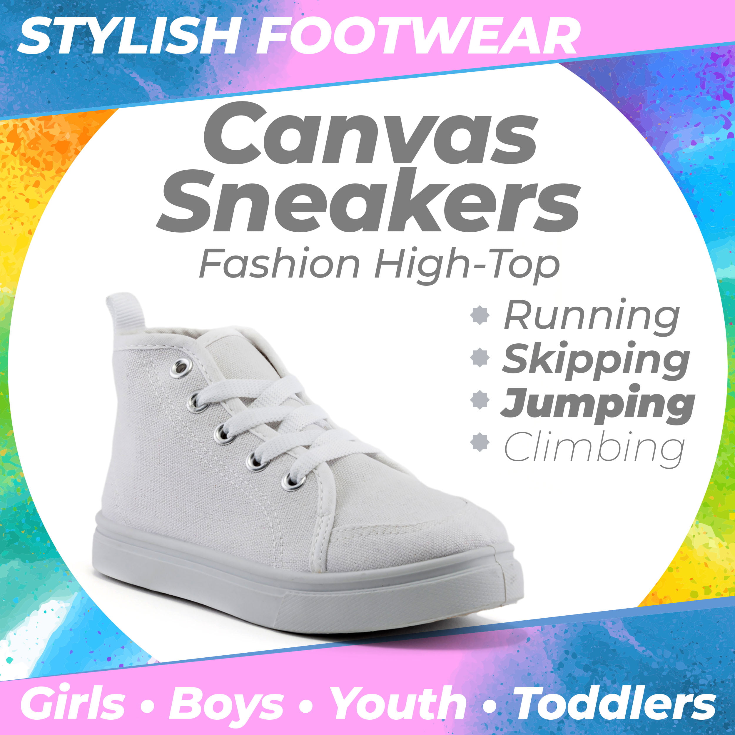 ZOOGS Fashion High-Top Canvas Sneakers Girls Boys Youth Toddlers & Kids