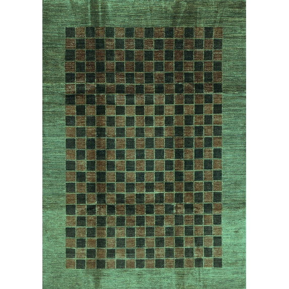 Ahgly Company Machine Washable Indoor Rectangle Abstract Turquoise Blue Contemporary Area Rugs, 2' x 5'
