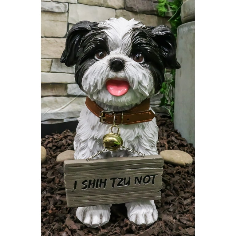 Ebros Shih Tzu Dog Statue With Jingle Collar Welcome