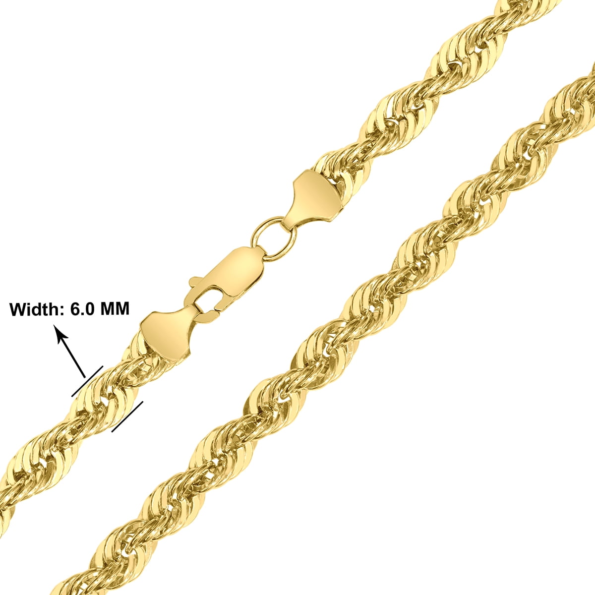 14K Yellow Gold Filled 6MM Rope Chain with Lobster Clasp  - 24 Inch