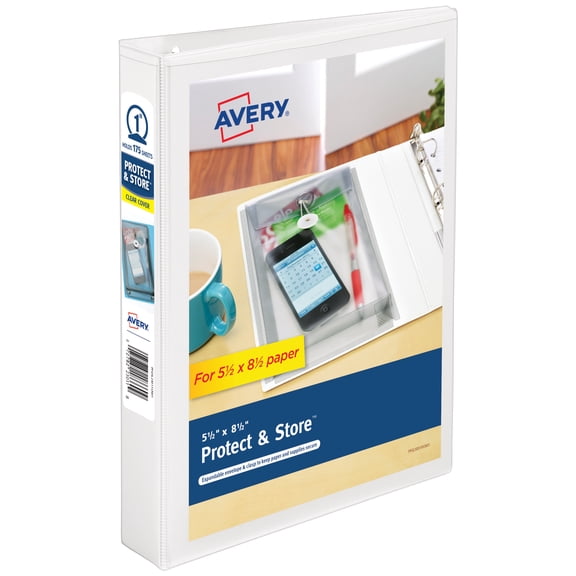 Avery Protect & Store Mini Binder, 1" Round Rings, White (23011)