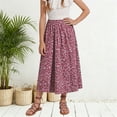 thumbnail image 2 of Girls Floral Print Long Skirt Bohemian Style A-Line Maxi Skirts for Summer Vacation Beach Casual Outfit, 2 of 6
