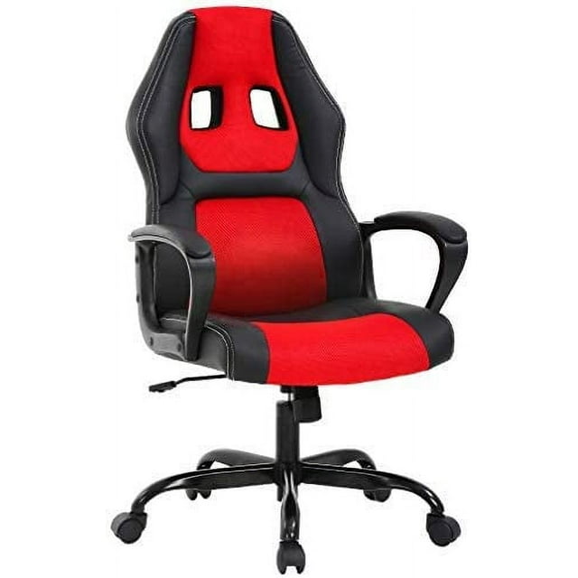 BestOffice PC Gaming Chair Ergonomic, Lumbar Support Arms Headrest High Back PU Leather Rolling Swivel Executive, Red