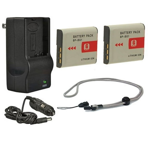 Sony Cybershot DSC-W85 High Capacity Batteries (2 Units)   AC/DC Travel Charger   Krusell Multidapt Neck Strap (Black Finish)