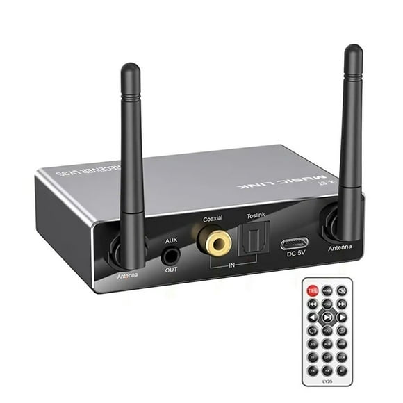 SUTENGDA Adaptateur Audio Bluetooth 6-en-1 avec Convertisseur DAC et Télécommande Supporte la Lecture de Carte TF