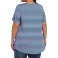 thumbnail image 3 of cocolona Womens Plus Size Summer Tops Crew Neck Short Sleeve Front Pleated T-shirts Casual Loose Stripe Print Tees Blouse, 3 of 6