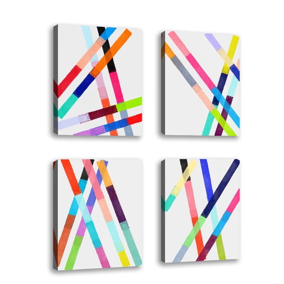 Set of 4 - Blocking IV - Contemporary Fine Art Giclee on Canvas Gallery Wrap - wall décor - Art painting - 28 x 24 Inch - Ready to Hang