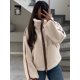 thumbnail image 5 of Chaqueta informal de piel de oveja con bolsillo grande y cremallera para mujer, chaqueta de gran tamaño con cuello levantado y manga larga a la moda, abrigo elegante, 5 of 5