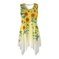 thumbnail image 4 of FUIALDOLG Sunflower Hummingbirds T-Shirt Dress for Women Sleeveless Sundress Loose Fit Irregular Hem Sundress with Pocket Beach Vacation Clothing,4XL, 4 of 7