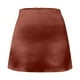thumbnail image 5 of Falda mini de corte A y cintura alta para mujer: con cinta de raso, cierre de cremallera, forrada, versátil para looks informales y de fiesta., 5 of 7