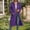 01 Purple, variant on Fewfanhot Women Fall Clothes Classic Coat Lapel Collar Open Front Belted Long Jacket