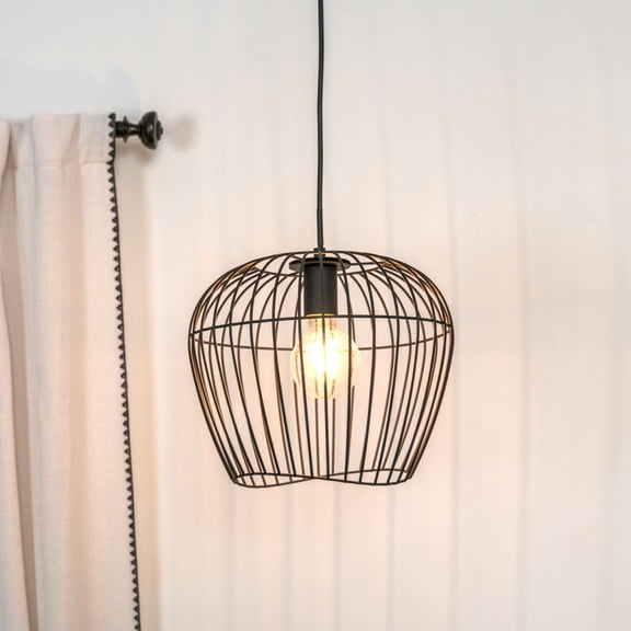 Hunter - Redding 1-light Matte Black, Medium Size Pendant Light, Dimmable, Industrial Style, Bell Shaped, for Bedrooms, Dining, Living Rooms - 48240