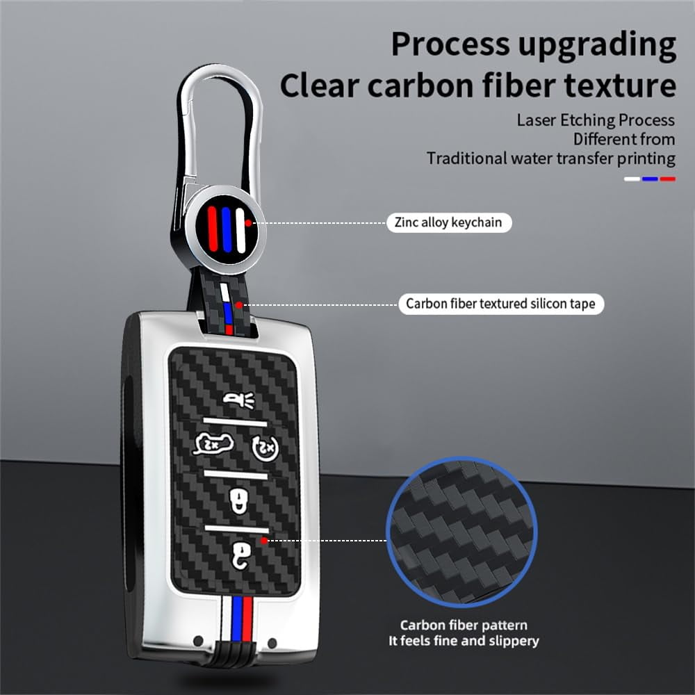 5-Button Key Fob Holder Fit for Jeep Grand Cherokee L 2021-up Metal Key Housing Silicone Car Key Cover for Grand Cherokee Grand Wagoneer 2022-up,Full Protection Key Bag