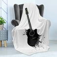 thumbnail image 4 of Guitar Soft Flannel Fleece Blanket, Monochrome Musical Instrument with Strings Acoustic Color Splashes Creative Outlet, Cozy Plush for Indoor and Outdoor Use, 70" x 90", Black White, by Ambesonne, 4 of 5