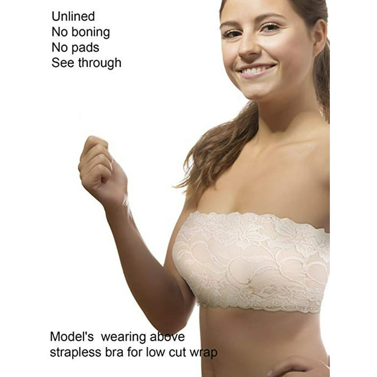 Women High-Elastic Lace Seamless Bandeau Bra Wrapped Boob Tube