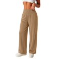 thumbnail image 2 of Women High Waist Wide Leg Sweatpants JIANLAI Elastic Soft Knit Loose Trousers With Side Pockets For Yoga Travel Daily Streetwear, 2 of 5