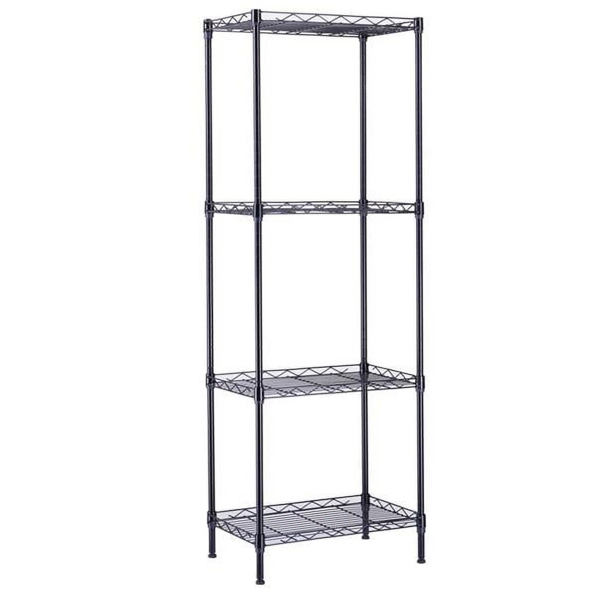 Alvantor 4 Tier Wire Shelving Unit, Metal Storage Rack with Adjustable Feet, 16"W x 12"D x 50"H, Black