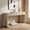 Natural, variant on DRNANLIT Antique-Style Console Table with 3 Drawers & Display Shelf – Curved Legs, Painted Finish, Beige for Entryway/Living Room