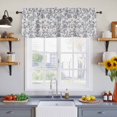 thumbnail image 4 of 2 Panels Farmhouse Blue Floral Valance for Windows, Vintage Botanical Leaves Burlap Light Filtering Kitchen Curtains, Rod Pocket Window Treatment Curtain Valances for Living Room Bedroom, 42"x12", 4 of 9