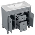 thumbnail image 6 of 36'' Bathroom Vanity with Top Sink,Modern Bathroom Storage Cabinet with 2 Doors & 2 Drawers ,Single Sink Bathroom Vanity set,Bathroom Storage Vanity,Grey, 6 of 7