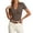 Coffee, variant on Women's Collared V Neck Ribbed Knit Polo Shirt Short Sleeve Casual Fitted Solid Tops,S