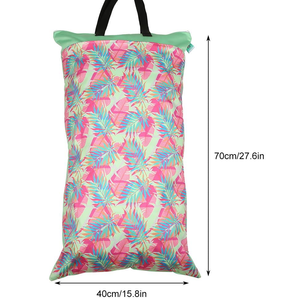 EF225 Baby Waterproof Double Zipper Diaper Bag Washable Dry Wet Nappy Travel Packing Pouch Organizer Bag 15.8/×27.6in Baby Wet Dry Cloth Diaper Bag