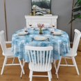 thumbnail image 2 of Light Blue Christmas Snowflake Pattern Round Tablecloth 60"x60",Wrinkle Wipeable Table Cloth for Kitchen Dining Room Picnic Patio Party, 2 of 6