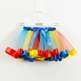 thumbnail image 5 of YUGYXL Homecoming Skirt Girls Cute Rainbow Princess Pettiskirt Flower Tulle Layered Pleated Skirts Toddler Tutu & Bow Hairpin Lightning Of The Day Size 9-11Years, 5 of 8