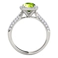 thumbnail image 4 of Rings for Women 0.98 Carat Diamond and Cushion Cut Peridot Ring pave 10K White Gold, 4 of 5