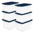 thumbnail image 1 of Sterilite 64 Quart Latching Plastic Storage Container Tote, Marine Blue (6 Pack), 1 of 11
