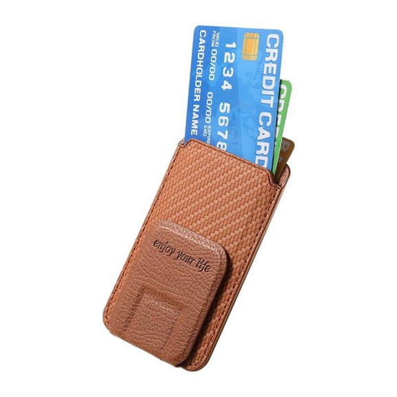 Magnetic Card Holder Stand for Phone Cover - Brown