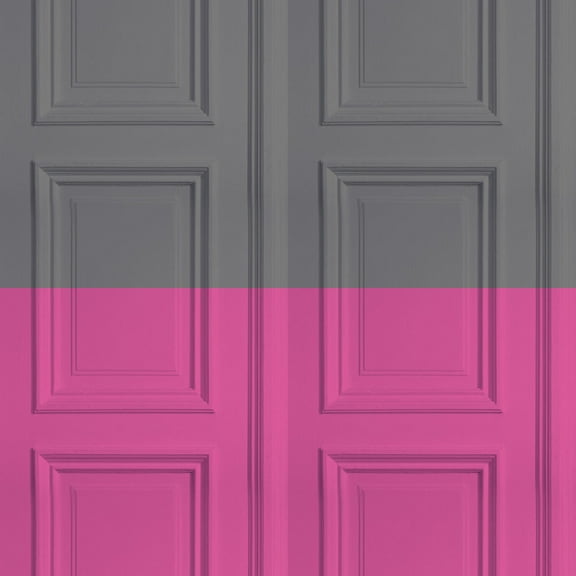 Grey/ Rose Panelling Wallpaper