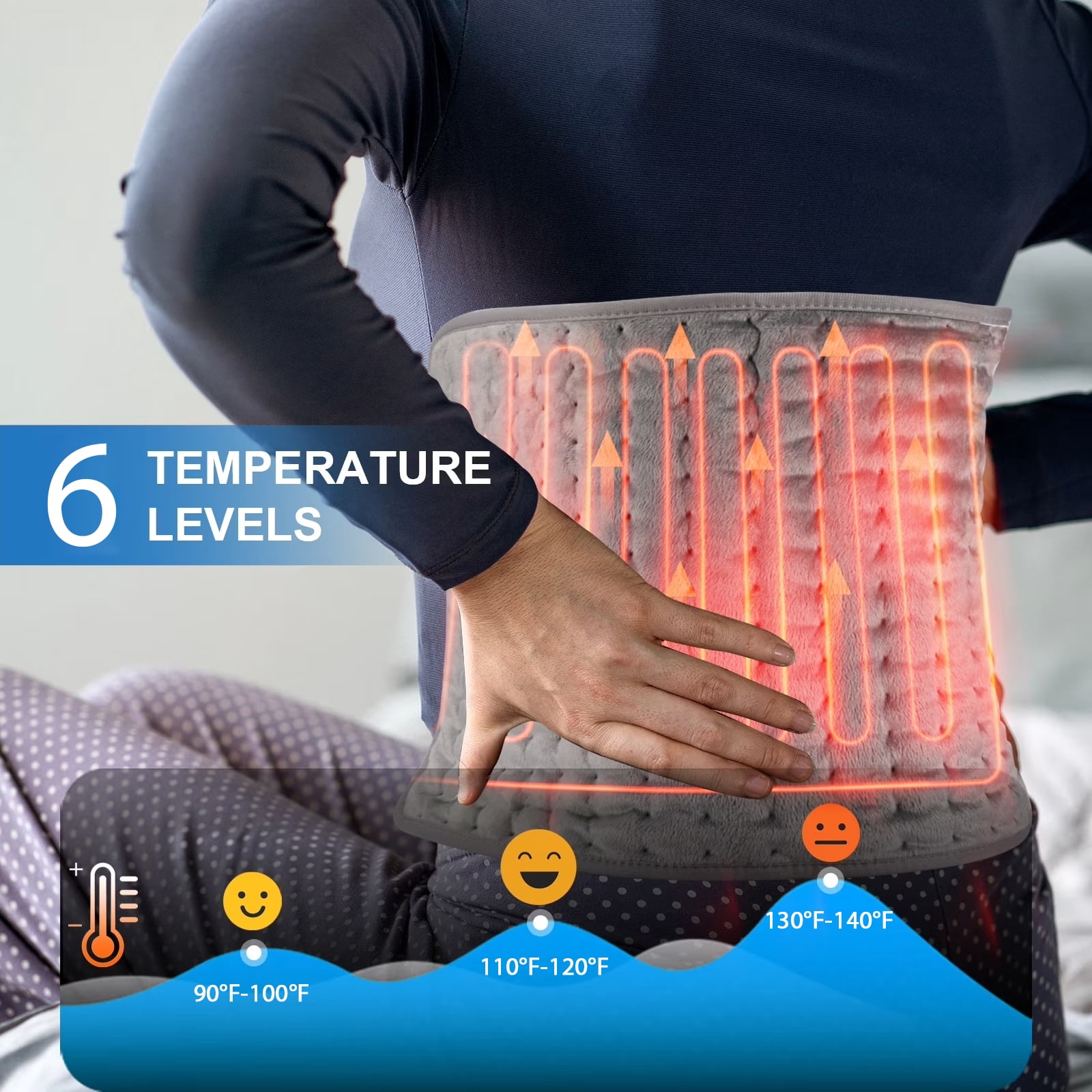 TCVOR Flannel Heating Pad for Deep Heat and Comfort, 12" x 24" Electric Heating Pad, Fast-Heating with 6 Heat Settings, 4 Timer Auto Shut Off, Machine Washable
