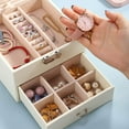 thumbnail image 4 of Linyer Box Jewelry Boxes Classic Vintage Exquisite Case Organizer for Rings Necklace Lipsticks Bracelet Women Home Travel White, 4 of 8