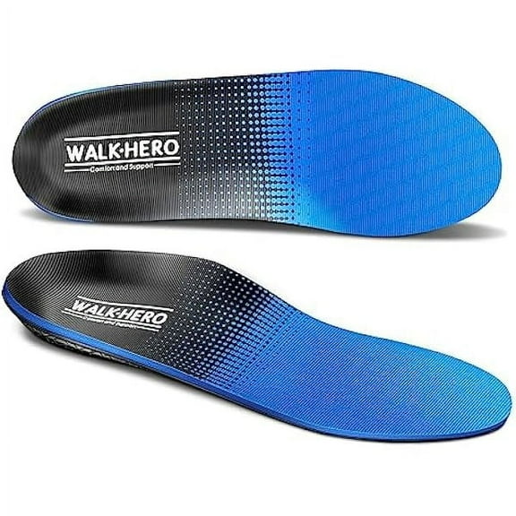ZCWalkhero Plantar Fasciitis Pain Relief Insoles High Arch Support Orthotic Shoes Inserts, Relieve Flat Feet and Foot Fatigue (Mens 8-8 1/2 | Womens 10-10 1/2, Blue)