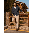 thumbnail image 3 of Olaglory Mens Cardigan Sweater Waffle Textured Ribbed neckline Long Sleeve V-Neck Soft Slim Fit Casual Button Knitted Sweaters, Dark Grey, 3 of 10