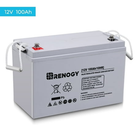 Renogy 100Ah Deep Cycle AGM Battery 12 Volt, 1100A Max Discharge Current, Safe Charge Appliances, RVs, Marine, Solar, off-Grid